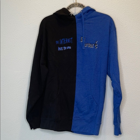 UNX Tops - UNX HALF AND HALF HOODIE (blue and black)
